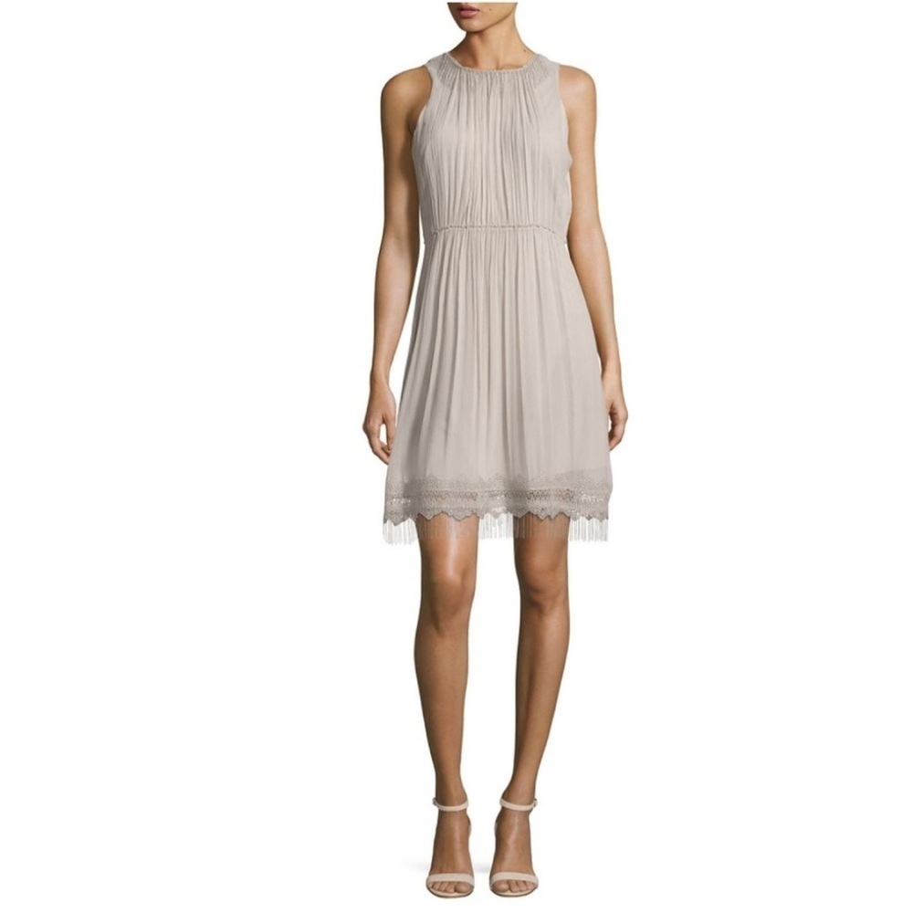 Elie Tahari NWT- $498  100% Silk Demetria Sleeveless Chain-Trim Silk Dress 8